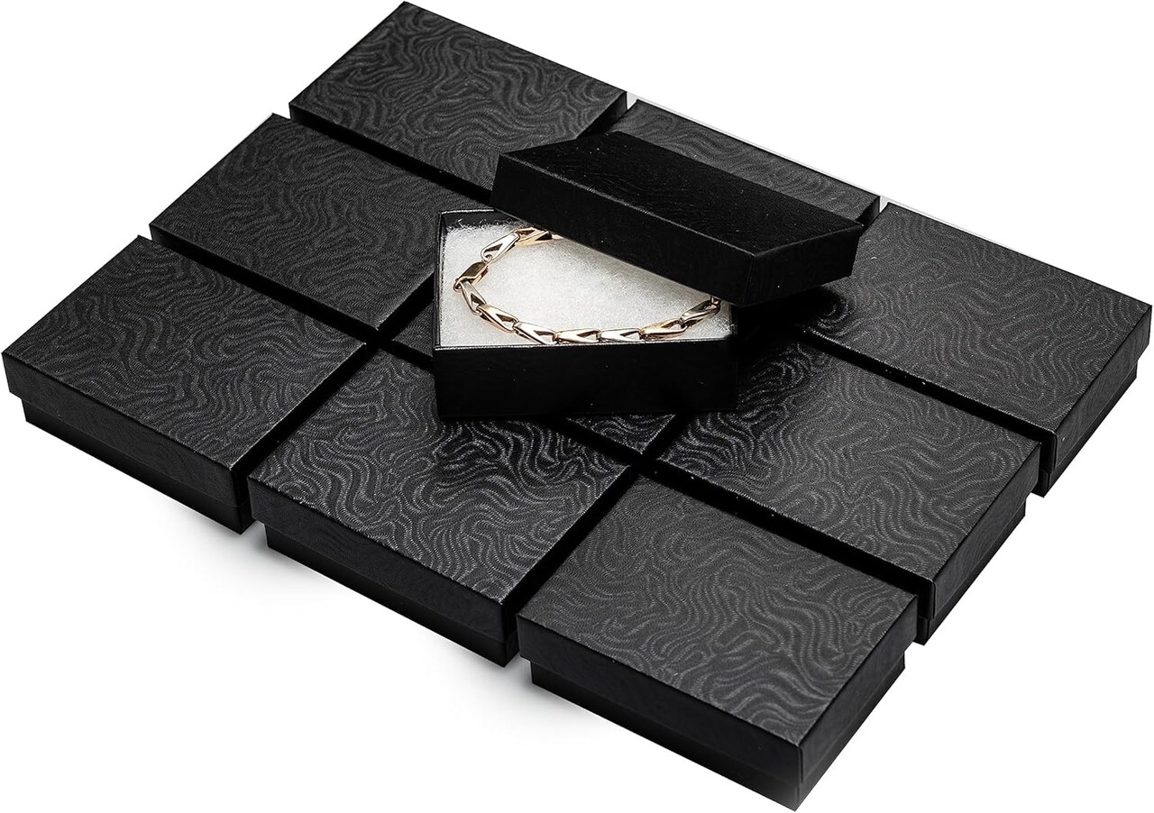 Kraft Jewelry Gift Boxes, 24 Pack, 3.05 x 2.1 x 1 inch - for Bracelets, Earrings, Bangles, Anklets – For Party Favors, Christmas, Jewelry Stores (Black)